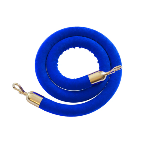 Blue Velvet 6' Hanging Rope with Polished Brass/Gold Ends Blue Velvet 6' Hanging Rope with Polished Brass/Gold Ends