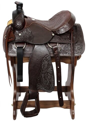 Saddle with Smooth Leather Seat and Wood Rack Saddle with Smooth Leather Seat and Wood Rack