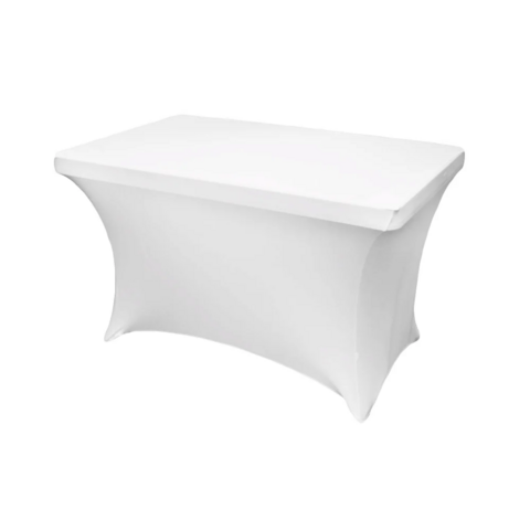 White Spandex 4' Rectangular Table Cover White Spandex 4' Rectangular Table Cover