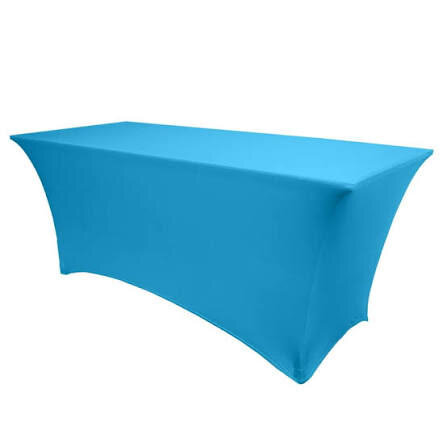 Turquoise Spandex 6' Rectangular Table Cover Turquoise Spandex 6' Rectangular Table Cover