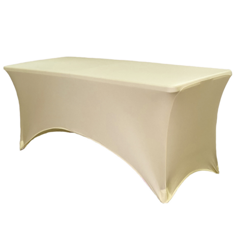 Champagne Spandex 8' Rectangular Table Cover Champagne Spandex 8' Rectangular Table Cover