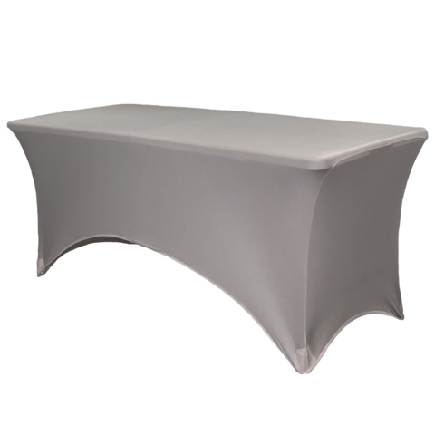 Pewter Spandex 8' Rectangular Table Cover Pewter Spandex 8' Rectangular Table Cover