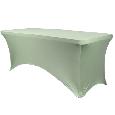 Sage Green Spandex 8' Rectangular Table Cover Sage Green Spandex 8' Rectangular Table Cover