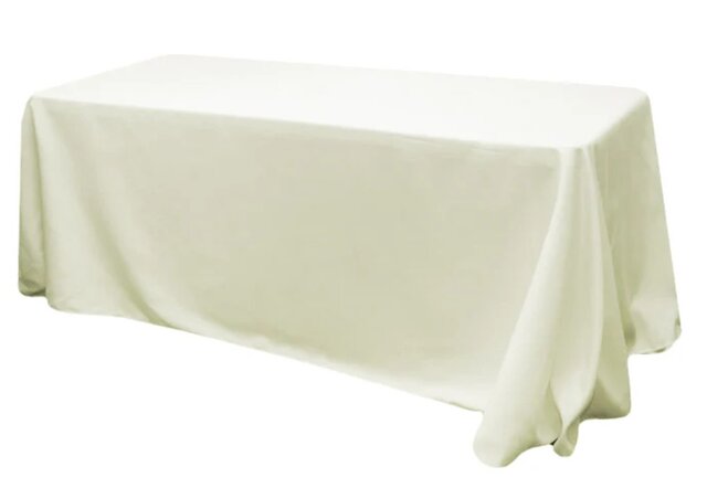 Ivory- Banquet Linens - 8ft Tables 90x132 Ivory- Banquet Linens - 8ft Tables 90x132