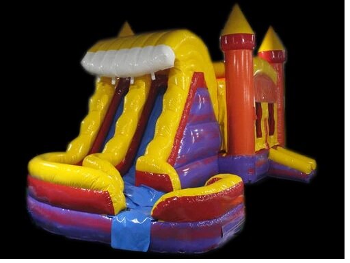 RED,BLUEAND YELLOW CASTLE COMBO WITH CURVE SLIDE