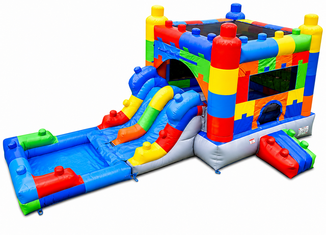 Lego Dual Lane Slide & Bounce House Combo - Wet or Dry Lego Dual Lane Slide & Bounce House Combo - Wet or Dry