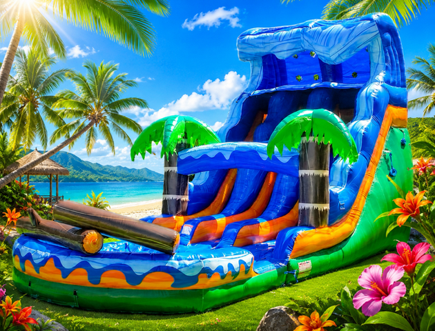 17ft Palm Paradise Dual Lane Waterslide 17ft Palm Paradise Dual Lane Waterslide