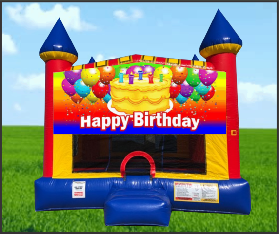 Happy Birthday Cake Large 15 x 15 Castle Bouncer