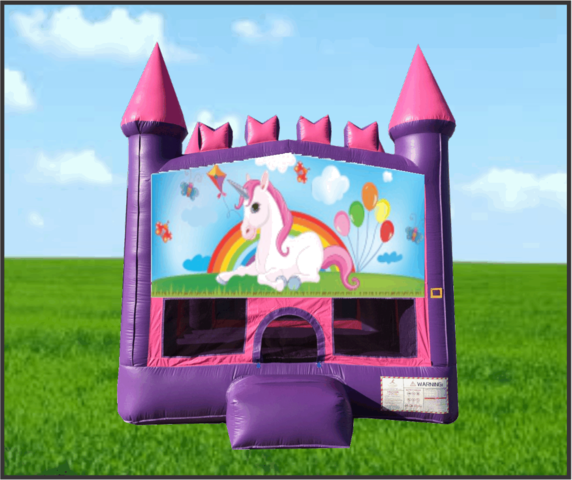 Pink & Purple Unicorn Castle bouncer 13 x 13