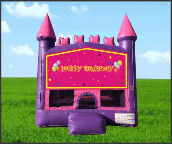 Pink & Purple Happy Birthday Castle Bouncer