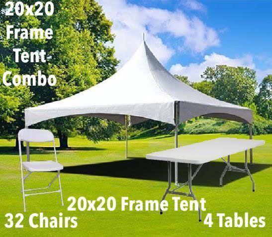 20x20 Frame Tent, Table, and Chair Combo 20x20 Frame Tent, Table, and Chair Combo