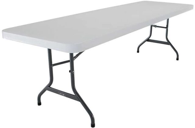 8 Foot Banquet White Plastic Fitted Table Cover 8 Foot Banquet White Plastic Fitted Table Cover