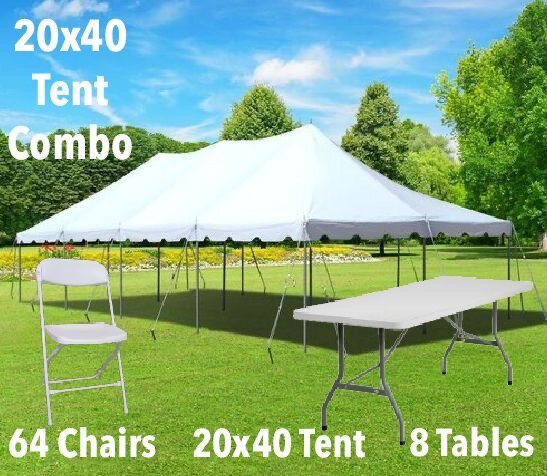 20x40 Pole Tent, Table, and Chair Combo 20x40 Pole Tent, Table, and Chair Combo