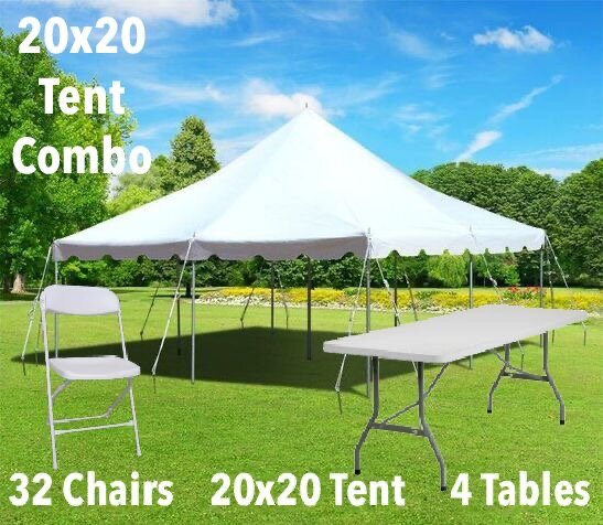 20x20 Pole Tent, Table, and Chair Combo 20x20 Pole Tent, Table, and Chair Combo
