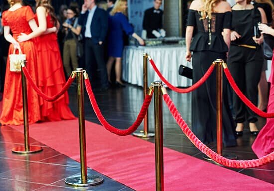 Red carpet and 4 poles