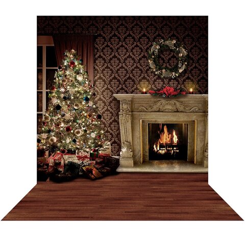C-Christmas Fireplace Backdrop