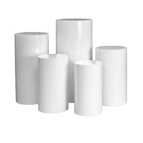 Metal Cylinder White Pedestal 35