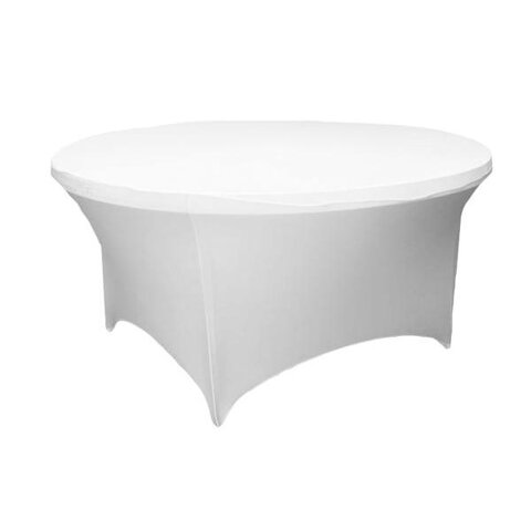 5ft Round White Spandex Tablecloth