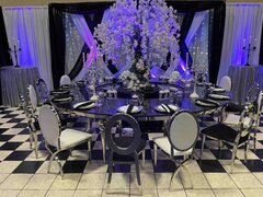 Chrome Table with Centerpiece