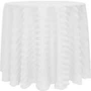 Stripe 120" Satin Round Tablecloth - White