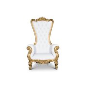 Throne Chair Large Gold and White