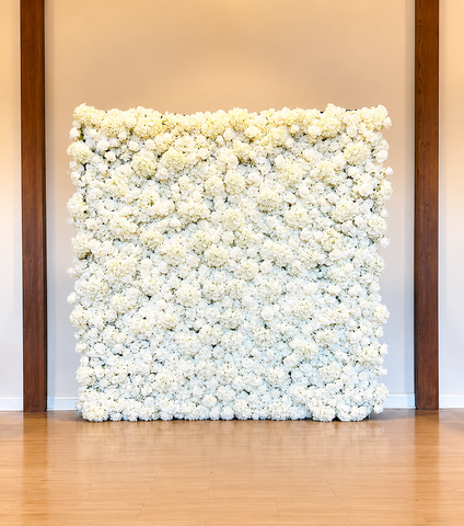 8-ft x 8- ft White Hydrangea and Rose Flower Wall 8-ft x 8- ft White Hydrangea and Rose Flower Wall