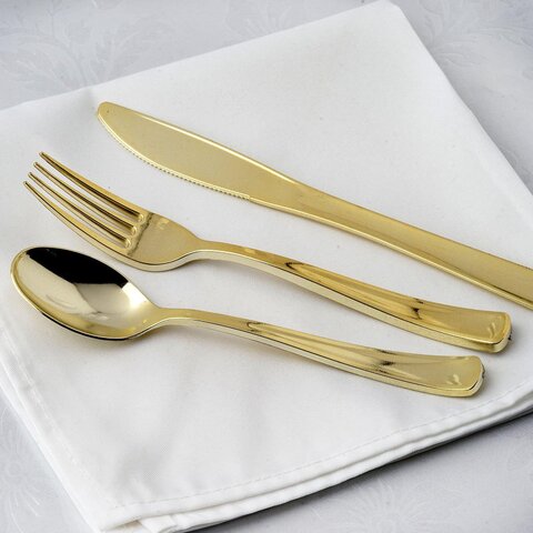 Disposable Cutlery Set - 24 units Gold Disposable Cutlery Set - 24 units Gold