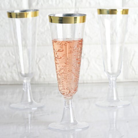 Champagne Flutes - Gold trimmed Champagne Flutes - Gold trimmed