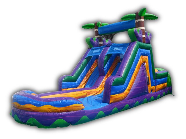 30ft Long Rush Dual Lane Obstacle Course Water Slide W/ Splash Pool 30ft Long Rush Dual Lane Obstacle Course Water Slide W/ Splash Pool