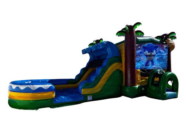 Sonic Bounce House Slide Combo W/ XXL Splash Pool Sonic Bounce House Slide Combo W/ XXL Splash Pool