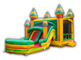 Fiesta Bounce House & Dual Lane Slide Combo W/ Splash Landing