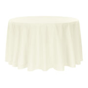 Light Ivory/Off-White 108" Polyester Round Tablecloth 