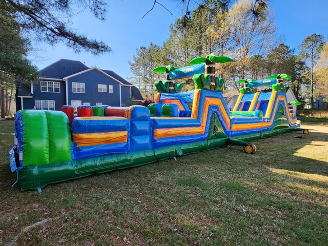 74 ft Wet or Dry Jungle Trek obstacle with double slide