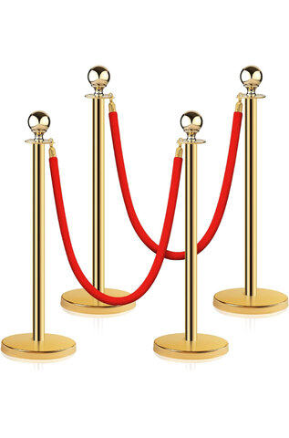 Red velvet rope with gold stand Red velvet rope with gold stand
