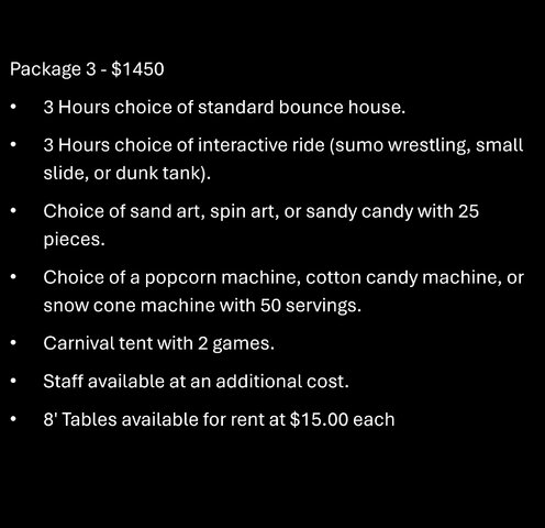 Party Package #3 $1450 Party Package #3 $1450