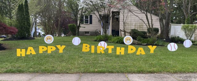 Happy Birthday Lawn Letters Yellow