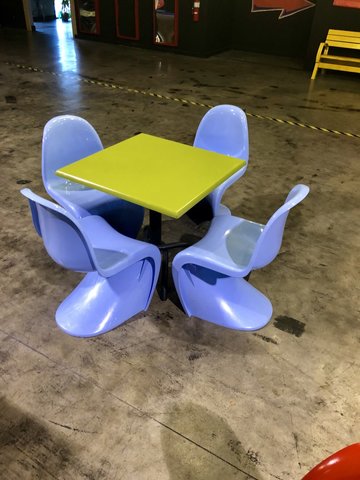 Table/Blue Chairs Set Table/Blue Chairs Set