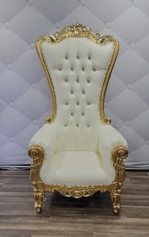 White & Gold Throne Chair
