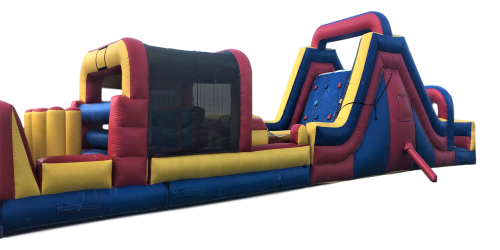 Inflatables - Obstacle Course - 60 foot with Rock Climbing Wall and 18'H Slide