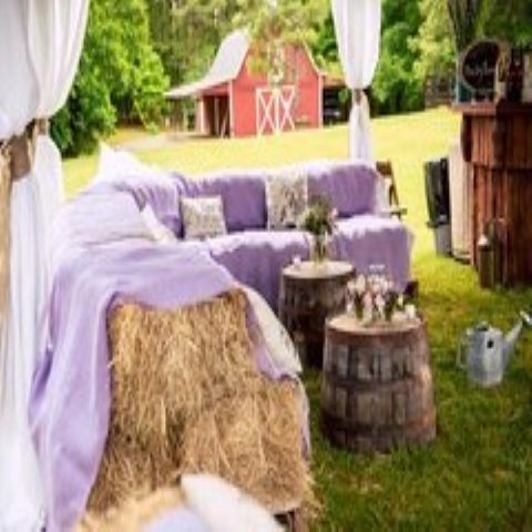 Wedding - Farm - Outdoor - Hay Bale Seating - add Quilts