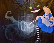 Alice and and Cheshire Cat Backdrop
