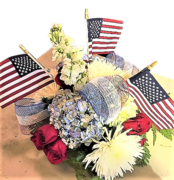 Hydrangeas & Roses with American Flags