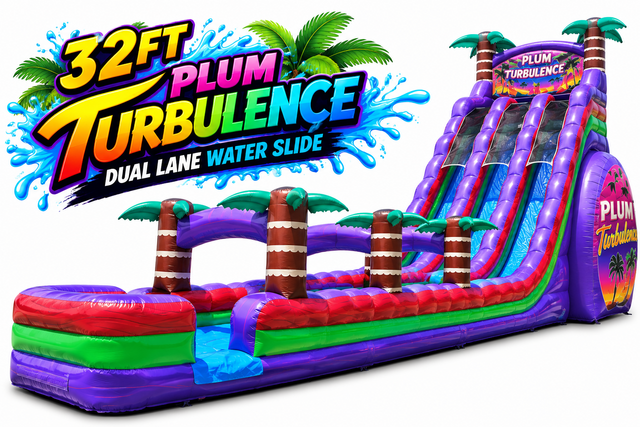 (R33+34) - 30Ft Plum Turbulence Double Lane Water Slide (R33+34) - 30Ft Plum Turbulence Double Lane Water Slide