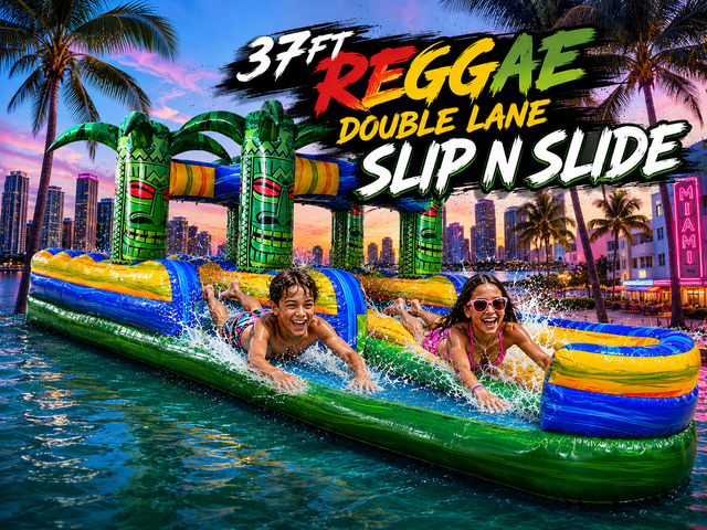 R98 - 37FT Long Reggae Slip N Slide Double Lane R98 - 37FT Long Reggae Slip N Slide Double Lane