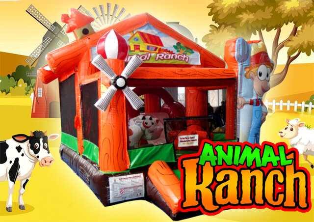 R123 - Animal Ranch Toddler Slide Bounce House Combo