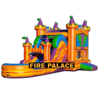R42 - The Fire Palace Bounce House With Double Lane Slide R42 - The Fire Palace Bounce House With Double Lane Slide