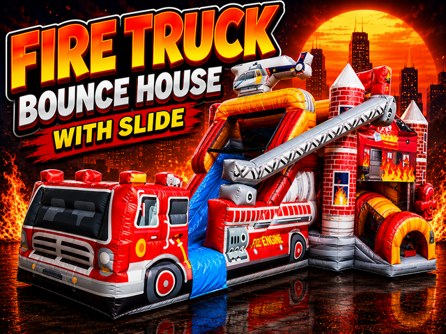 R72 - Fire Station Bounce House With Slide R72 - Fire Station Bounce House With Slide