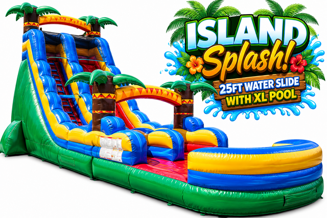 R104 - 25Ft Island Splash Water Slide With XL Pool R104 - 25Ft Island Splash Water Slide With XL Pool