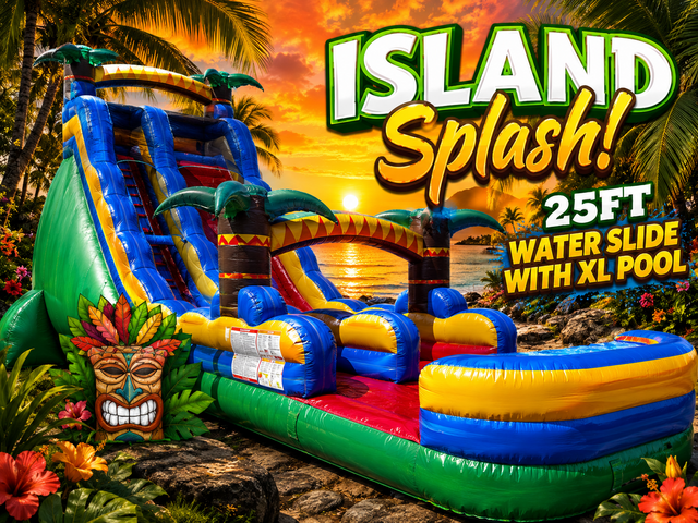 R104 - 25Ft Island Splash Water Slide With XL Pool R104 - 25Ft Island Splash Water Slide With XL Pool