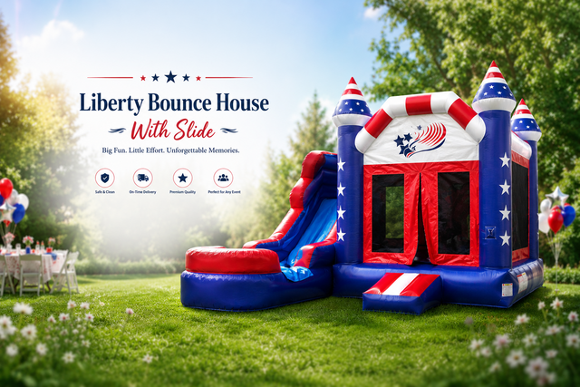 Liberty Bounce House With Slide (Wet or Dry) Liberty Bounce House With Slide (Wet or Dry)